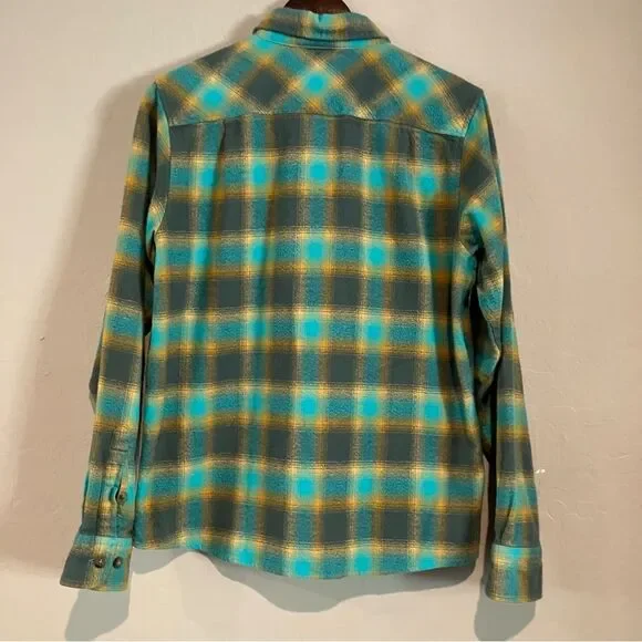 Fayettechill Teal and Orange Plaid 100% Cotton Flannel Shirt Women's Size M - Picture 8 of 12